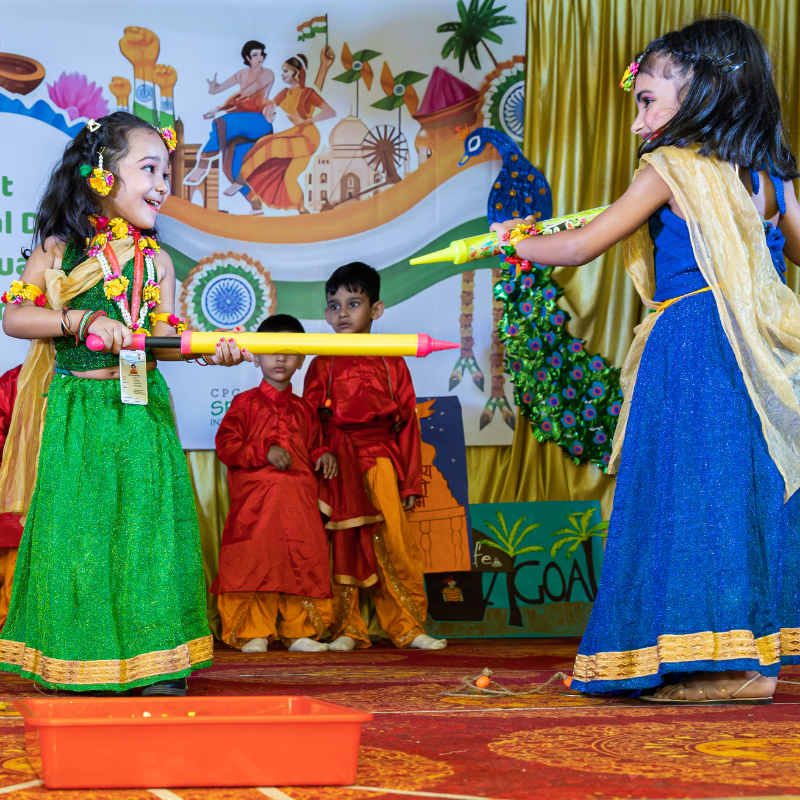 Girls playing holi festival imitation